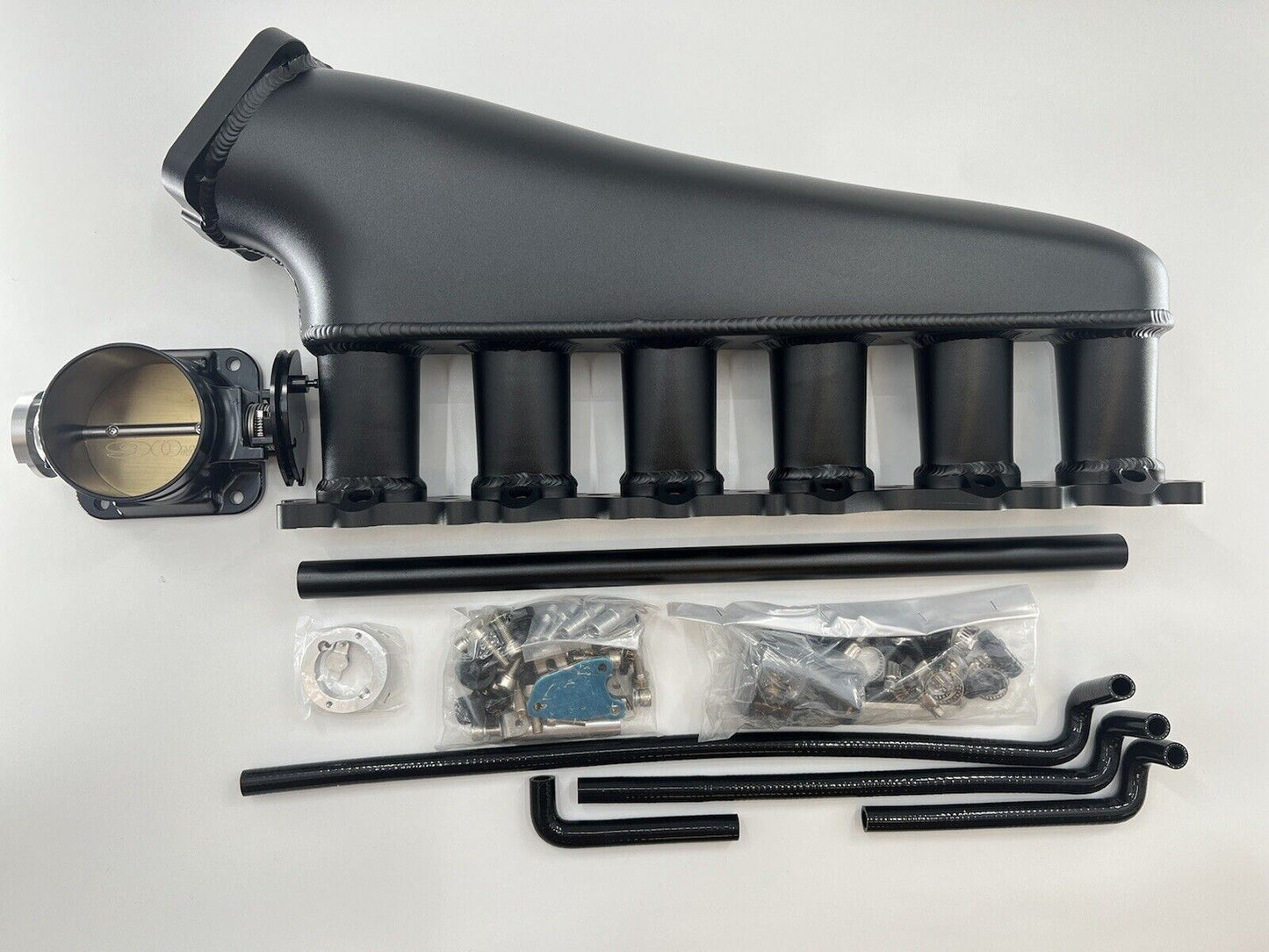 RB26 Intake Manifold with 90mm Throttle Body and Fuel Rail – Aluminum, TIG Welded