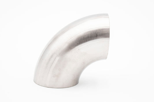2.500” 16GA 1.5mm Tight Radius 90° Mandrel Bend - (2.500" / 1D CLR) - Brushed Finish - 304 SS Stainless
