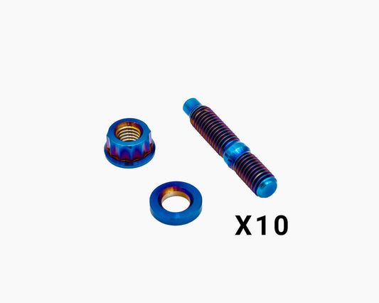 Burnt Titanium Exhaust/Intake Manifold 12pt Stud Kit – M8x1.25x45mm – Honda Acura B/D/F/H/J Series – 10 Piece Set
