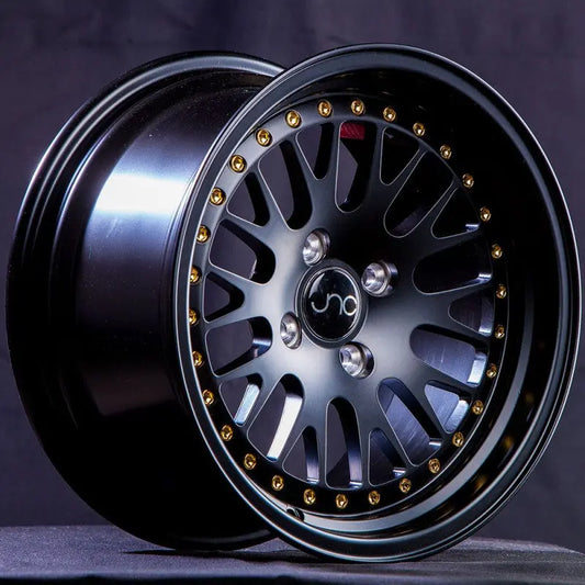 JNC001 Matte Black Gold Rivets JNC Wheels
