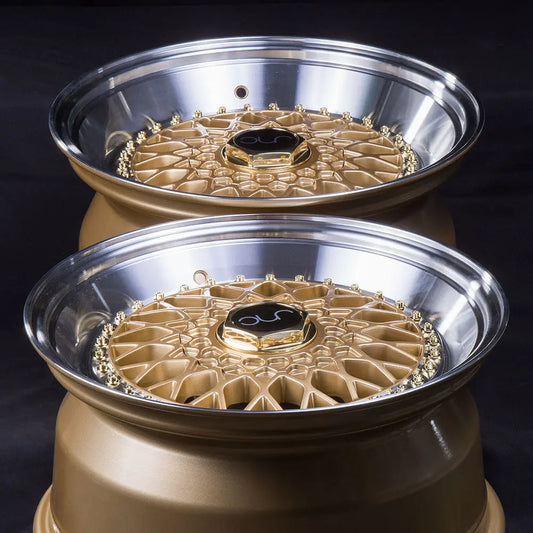 JNC004S Gold Machined Lip Gold Rivets JNC Wheels
