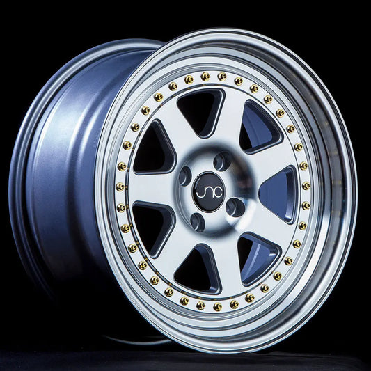 JNC048 SILVER MACHINE FACE GOLD RIVETS JNC Wheels