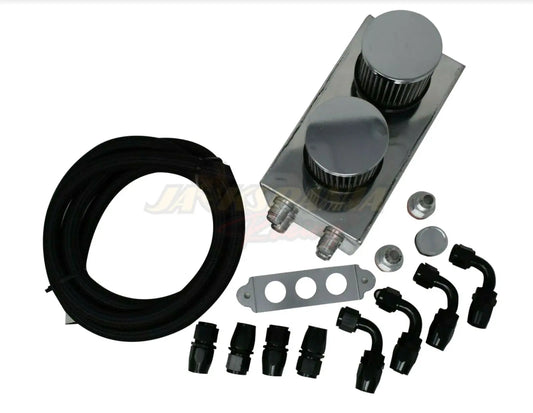 Pro Series Oil Catch Can For Honda Civic Acura Integra 4 Port -10AN With Hoses JSR-DRP