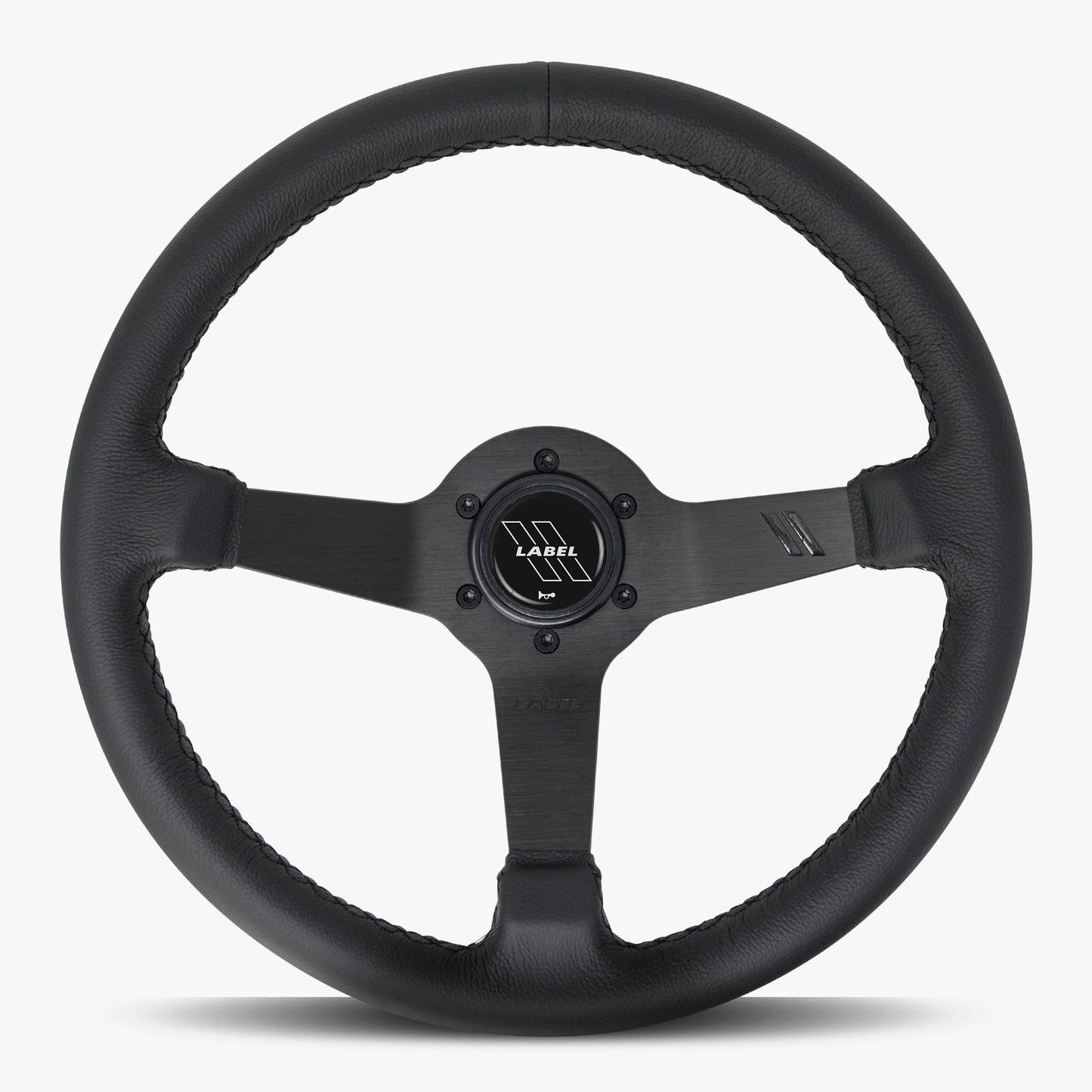 The Classic Black Leather Steering Wheel with Black Spoke and Black Stitch