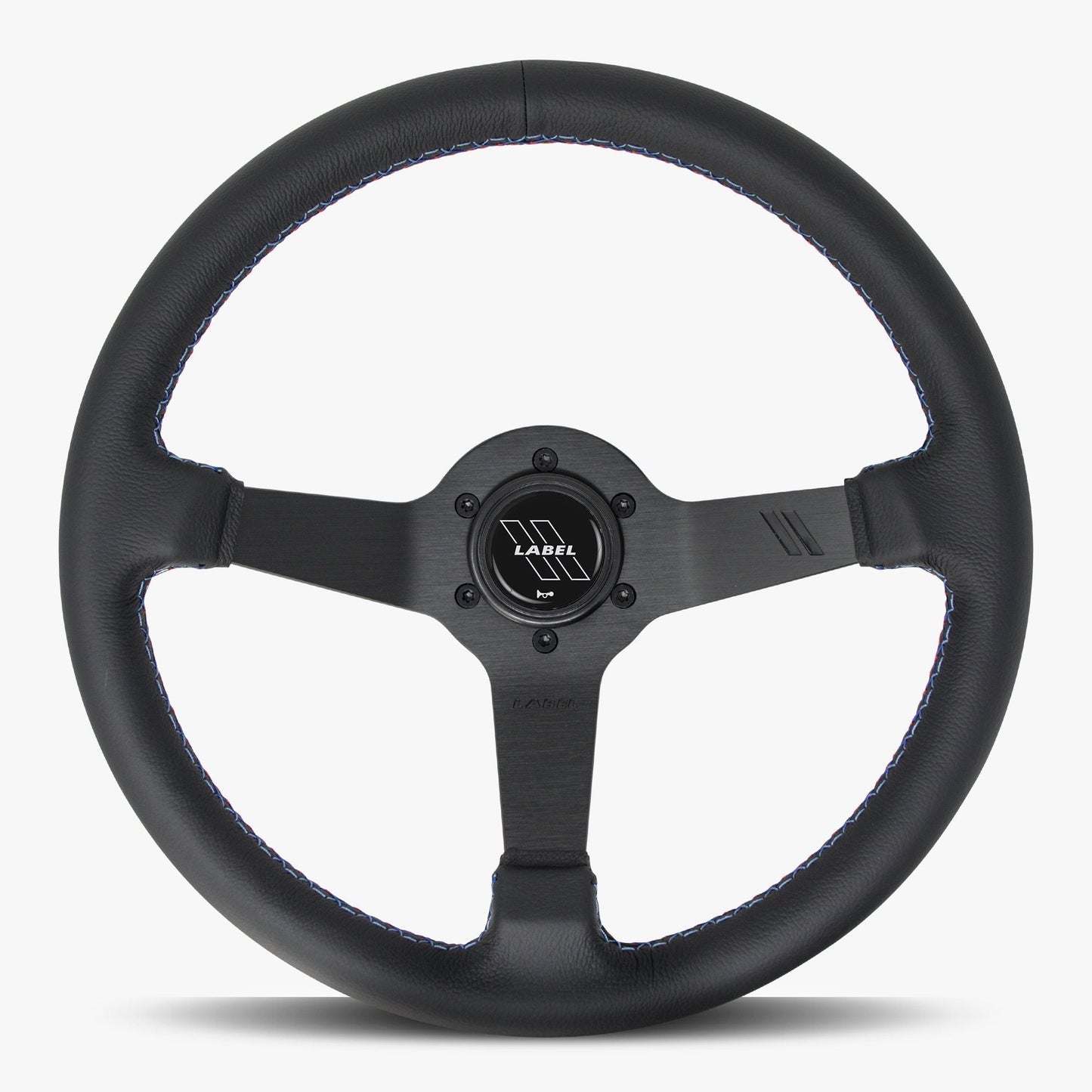 The Classic Black Leather Steering Wheel with Black Spoke and Bavarian Stitch