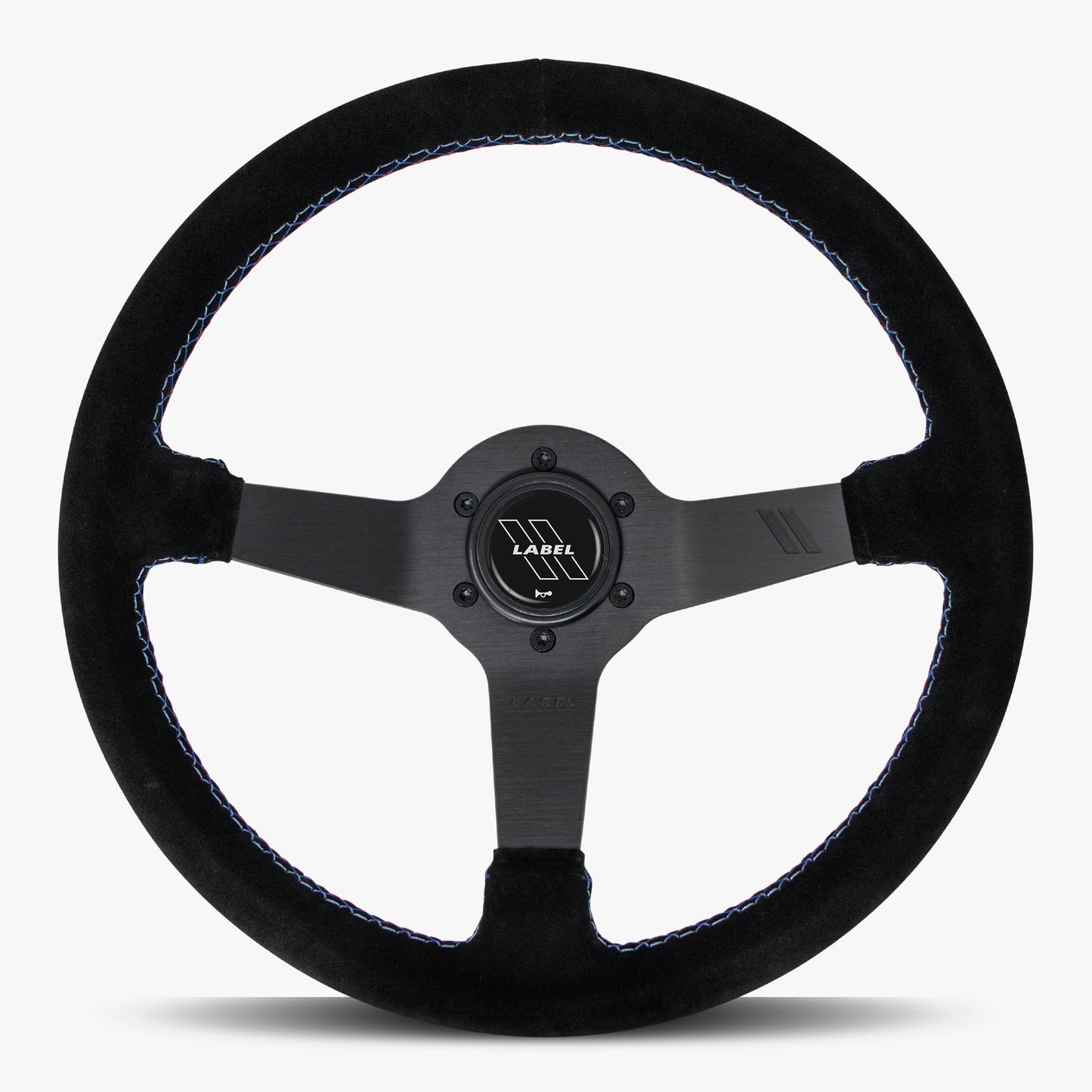 The Classic Black Alcantara Suede Steering Wheel with Black Spoke and Bavarian Stitch