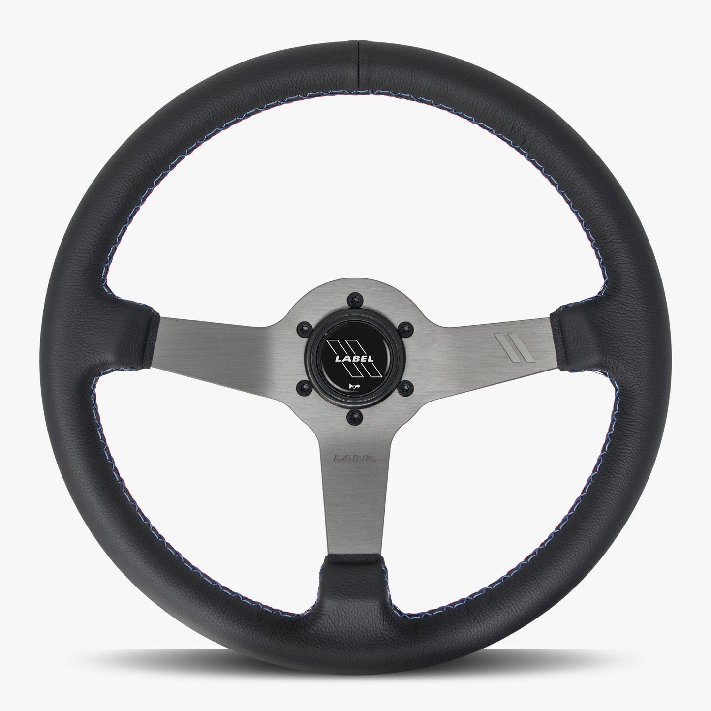 The Classic Black Leather Steering Wheel with Graphite Spoke and Bavarian Stitch