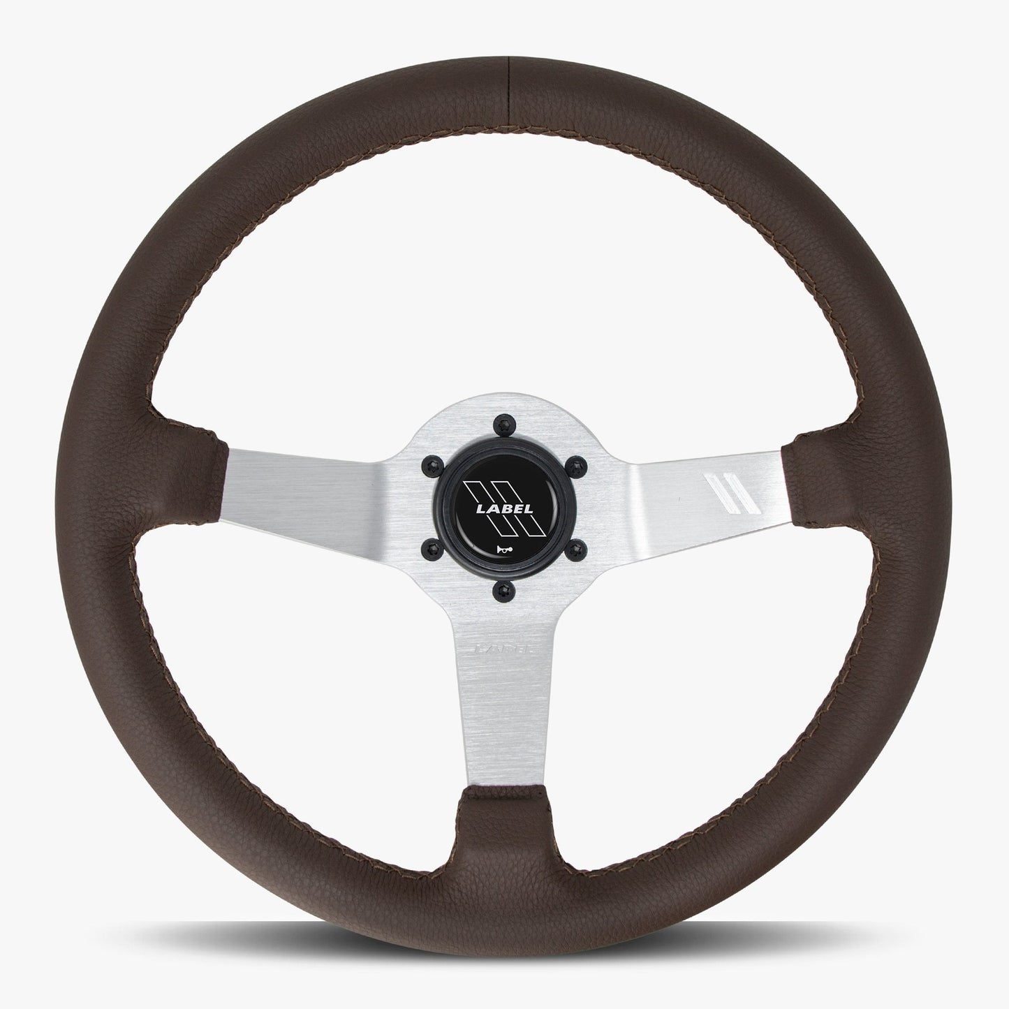 The Classic Steering Wheel | Nappa Brown Leather | Silver Spoke | Brown Stitch