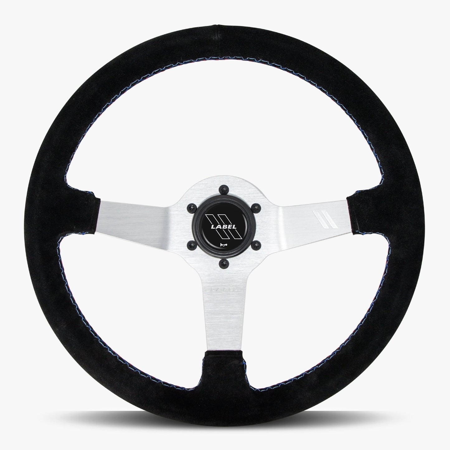 The Classic Black Alcantara Suede Steering Wheel with Silver Spoke and Bavarian Stitch
