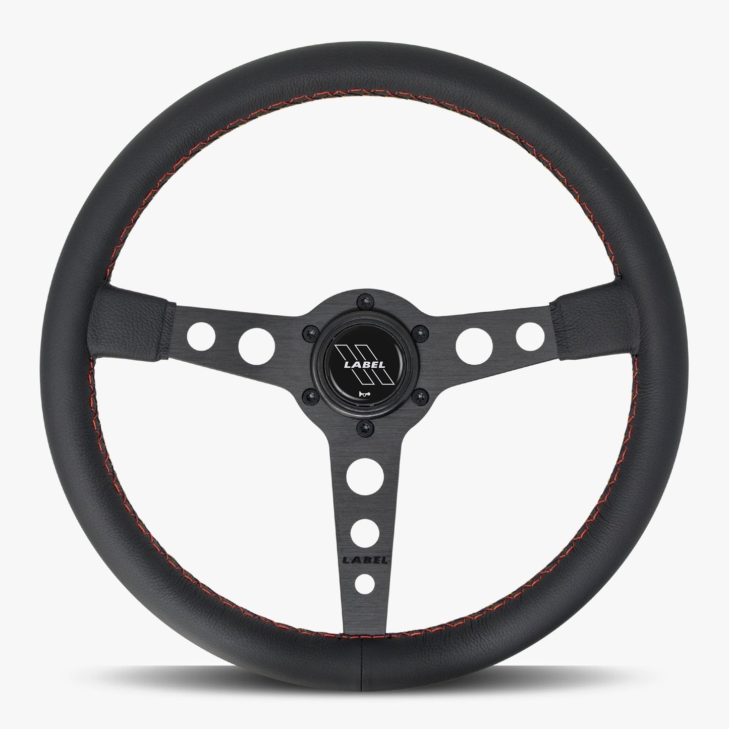 The Daytona Black Leather Steering Wheel with Black Spoke and Euro Stitch