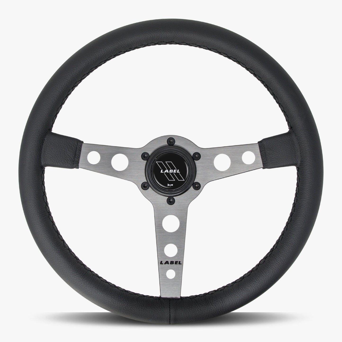 The Daytona Black Leather Steering Wheel with Graphite Spoke and Black Stitch