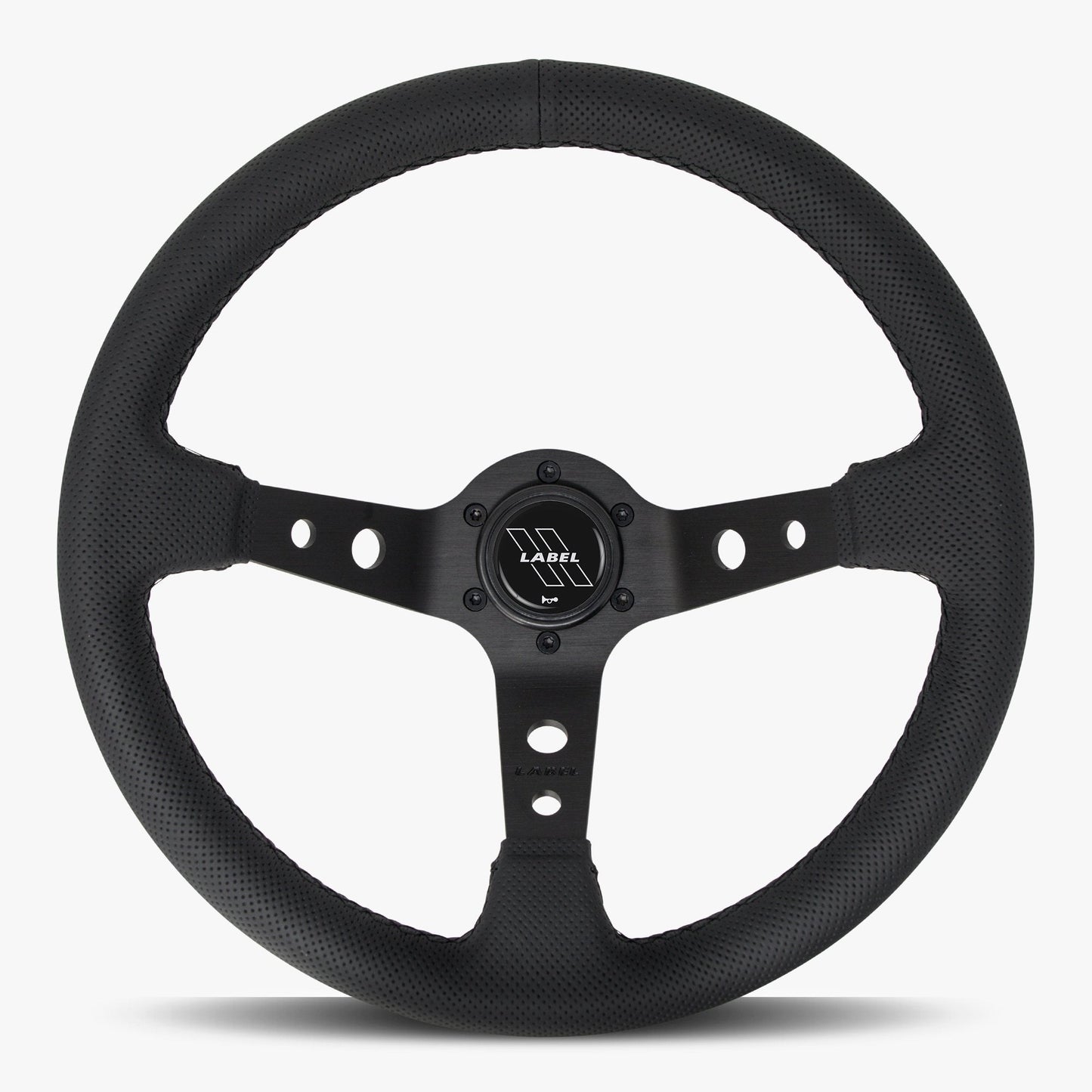 The Daytona Black Perforated Leather Steering Wheel with Black Spoke and Black Stitch