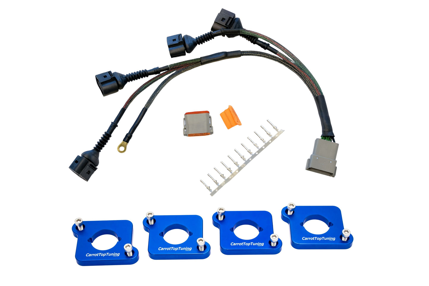 Audi VW 1.8T to 2.0T FSI Coil Conversion Harness Kit – ICM Delete with Billet Adapter Plates (A4, Golf, Jetta, Passat)