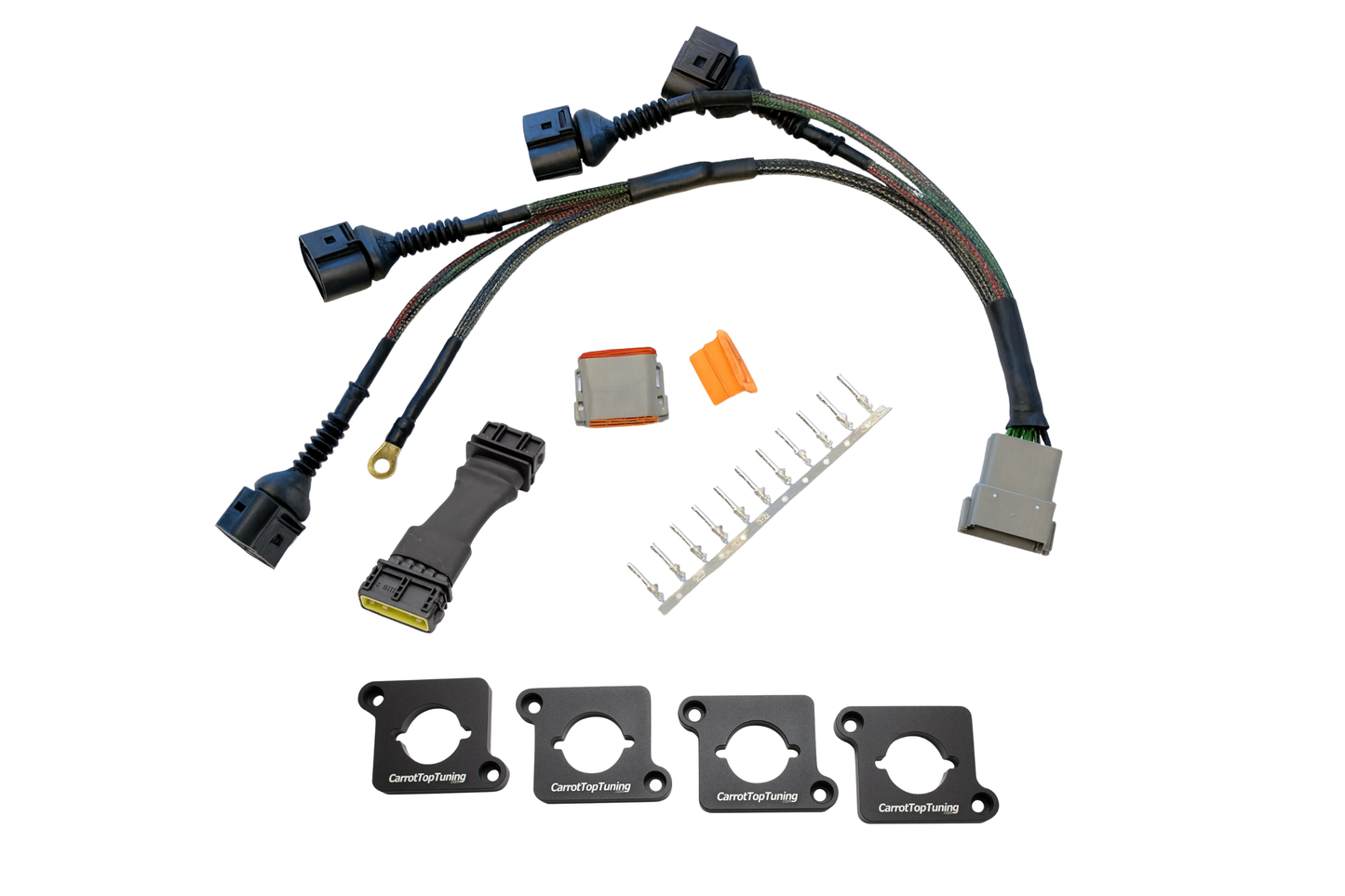 Audi VW 1.8T to 2.0T FSI Coil Conversion Harness Kit – ICM Delete with Billet Adapter Plates (A4, Golf, Jetta, Passat)