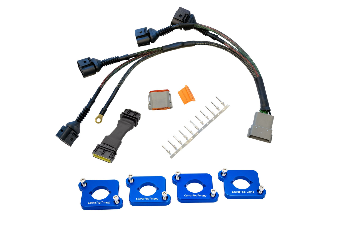 Audi VW 1.8T to 2.0T FSI Coil Conversion Harness Kit – ICM Delete with Billet Adapter Plates (A4, Golf, Jetta, Passat)