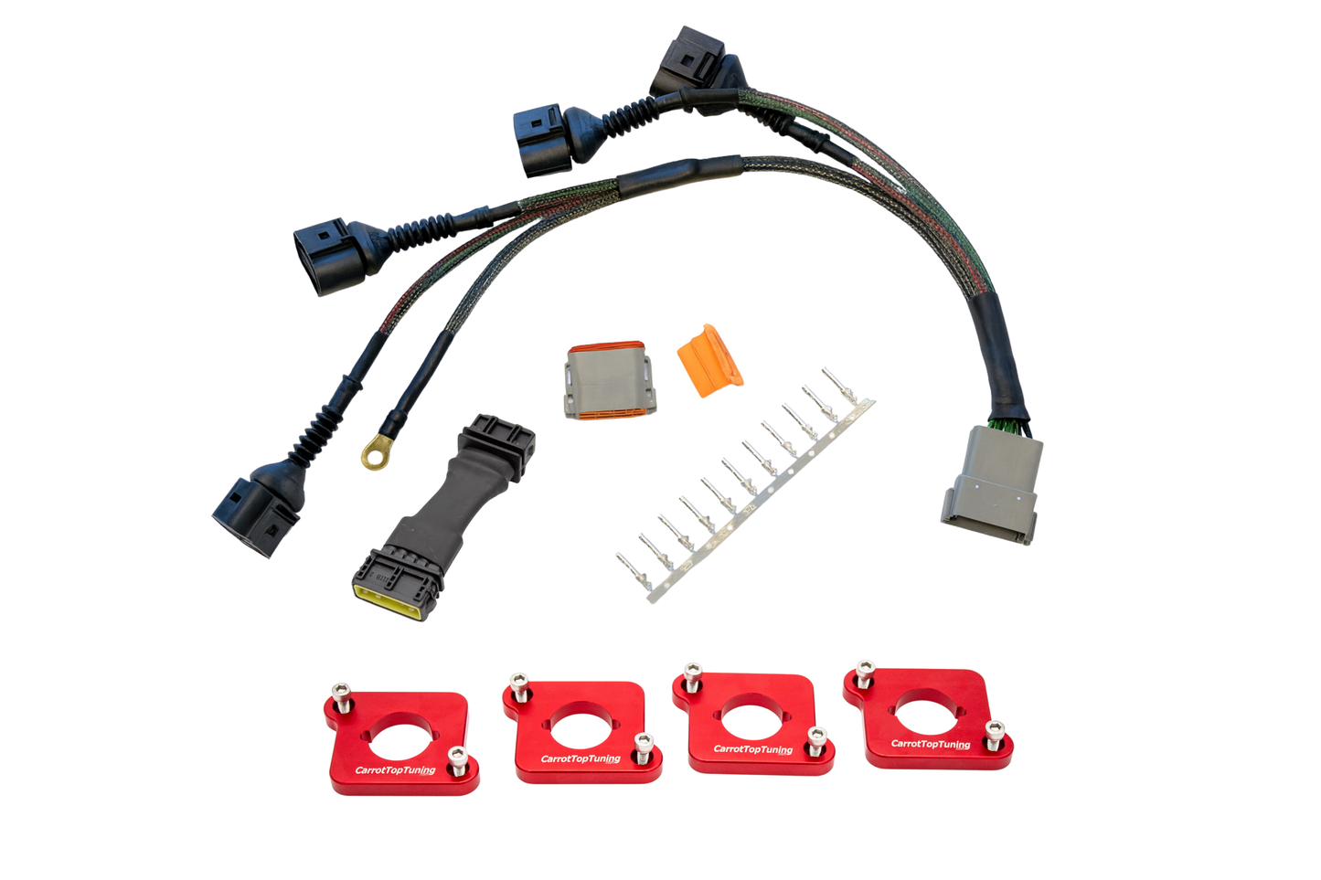 Audi VW 1.8T to 2.0T FSI Coil Conversion Harness Kit – ICM Delete with Billet Adapter Plates (A4, Golf, Jetta, Passat)