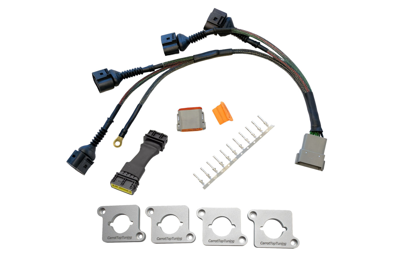 Audi VW 1.8T to 2.0T FSI Coil Conversion Harness Kit – ICM Delete with Billet Adapter Plates (A4, Golf, Jetta, Passat)
