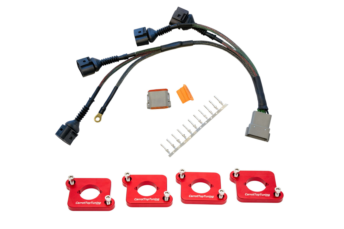 Audi VW 1.8T to 2.0T FSI Coil Conversion Harness Kit – ICM Delete with Billet Adapter Plates (A4, Golf, Jetta, Passat)