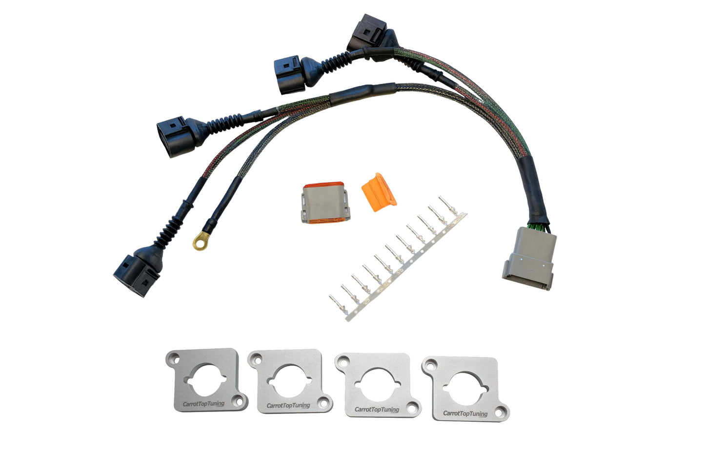 Audi VW 1.8T to 2.0T FSI Coil Conversion Harness Kit – ICM Delete with Billet Adapter Plates (A4, Golf, Jetta, Passat)