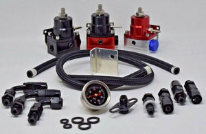 Adjustable Aero EFI Fuel Pressure Regulator Kit W/ 160PSI Oil Gauge AN-6 Hoses JSR-DRP