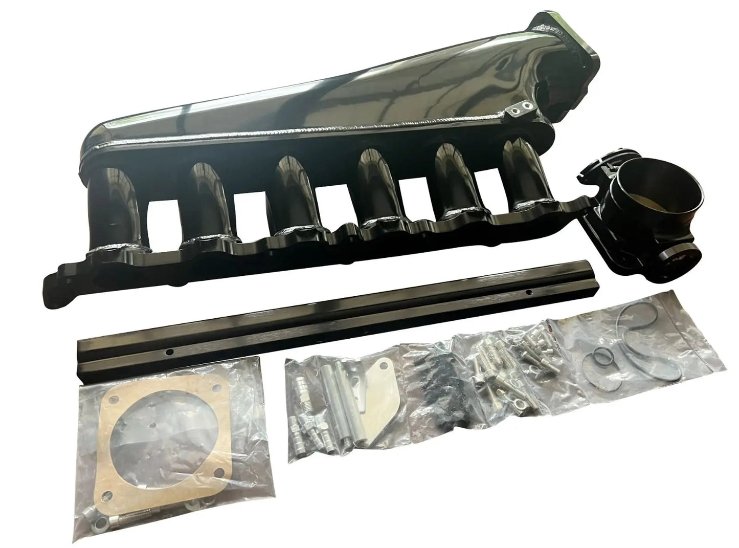 2JZ GE Billet Intake Manifold Fuel Rail Throttle Body 90mm TB Supra 2J Swap 2JZ JSR-DRP