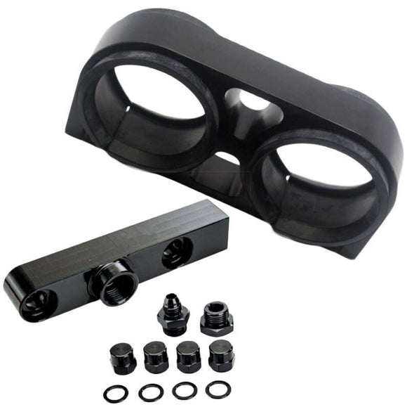 Billet Twin Dual Bosch 044 380lph AEM Fuel Pump Outlet Manifold Mounting Bracket