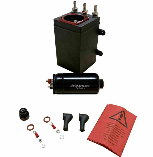 Billet Aluminum External Fuel Pump Surge Tank For 380LPH 044 Check Valve 1L