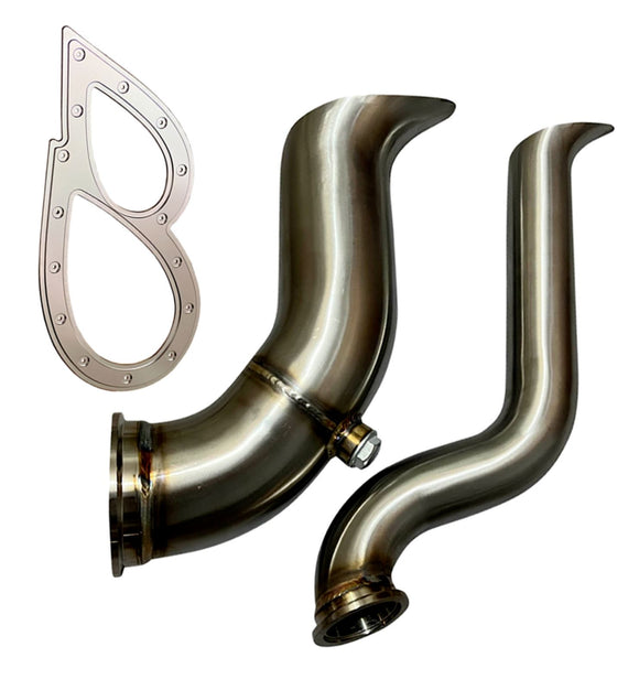 B Series Tear Drop Hood Exit Up Pipe Dump Tube for Top Mount Turbo Manifold