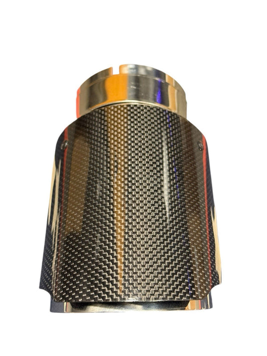 Glossy Gloss Carbon Fiber Exhaust Pipe Tip 3'' 3 Inch Universal Tailpipe