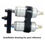 Billet Twin Dual Bosch 044 380lph AEM Fuel Pump Outlet Manifold Mounting Bracket JSR-DRP
