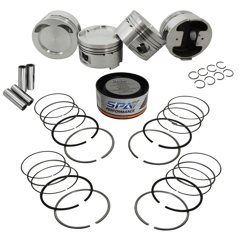 Forged piston and rings set 83.5mm VW 2.0L 16V ABF + VW 159mm x 20mm High Performance Steel Basic Connecting Rod set 3/8" bolt (1000hp) + Decompression Head Gasket Spacer - 1.5mm + Head stud set