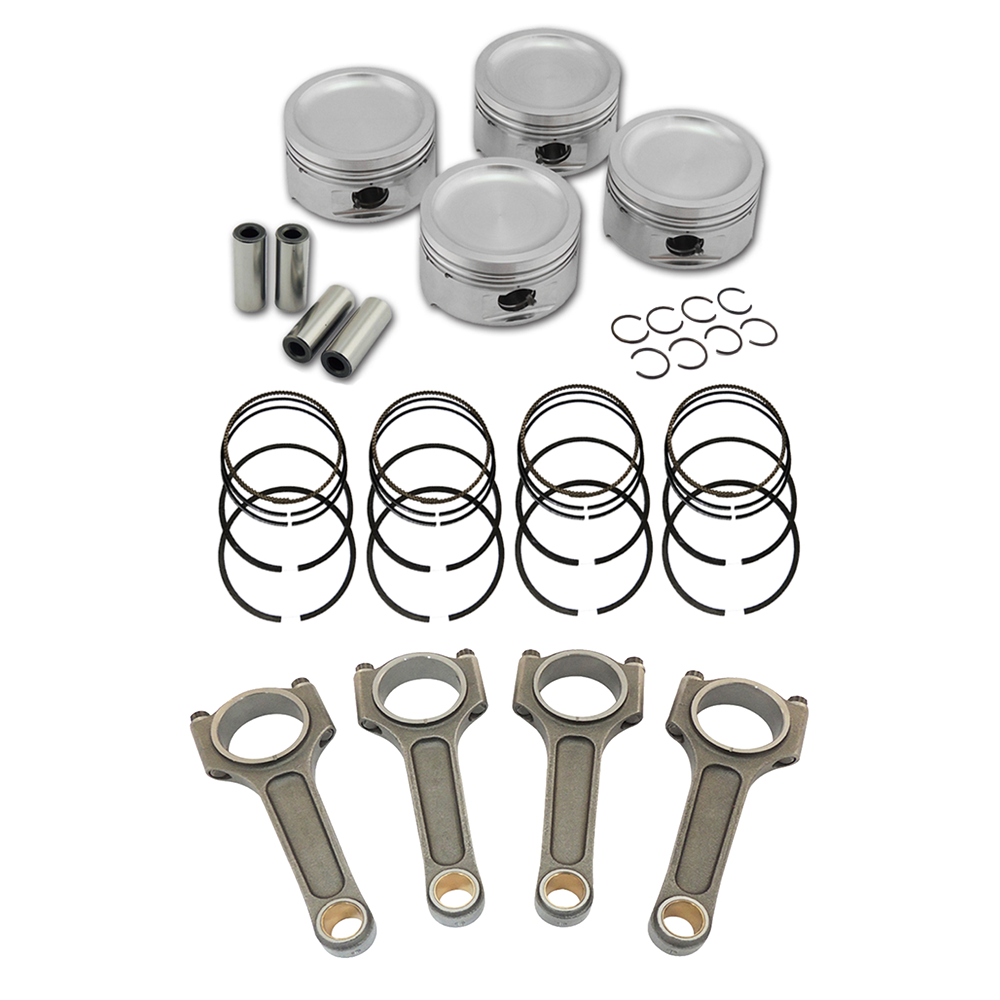 Forged piston and rings set 83.5mm VW ABA 2.0L 8V + VW 144mm x 20mm High Performance Basic Connecting Rod Set 7/16" bolt (1100hp)