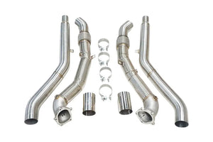 2012 - 2019 Audi C7 S6 S7 RS7 RS6 / D4 S8 A8 4.0 Catless Downpipes Heatshield + Mid Pipe TAIMEI