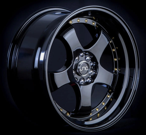 JNC017 Gloss Black w/ Gold Rivets JNC Wheels