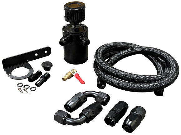 Oil Catch Can Filter Breather Tank Mounting Bracket & 2 Port Hose Drain