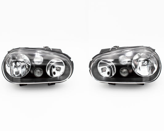 99-04 VW Golf GTI MK4 Euro Style Black Glass Lens Headlight + Projector Fog Light