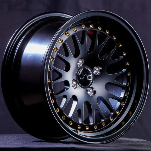 JNC001 Matte Black Gold Rivets JNC Wheels