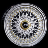 JNC004S Silver Machined Lip Gold Rivets JNC Wheels