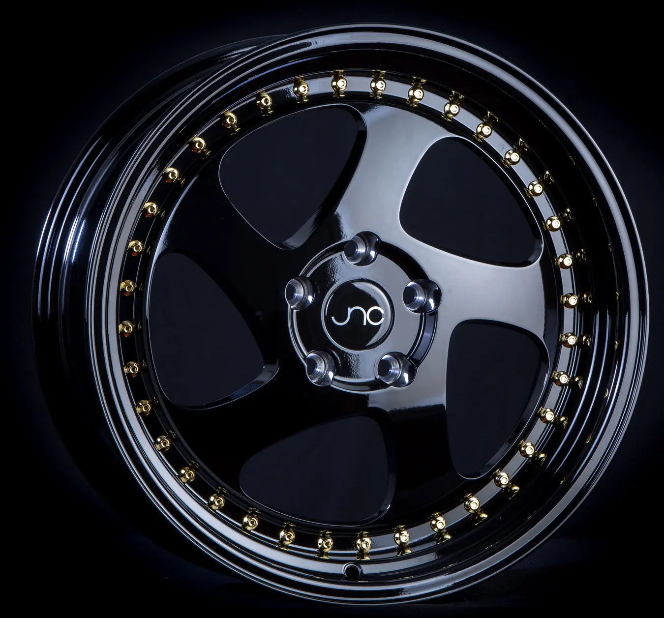 JNC034 Gloss Black Gold Rivets JNC Wheels