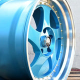 JNC034 Teal Blue Machine Lip Gold Rivets JNC Wheels