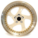 JNC034 White Machined Lip Gold Rivets JNC Wheels