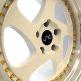JNC034 White Machined Lip Gold Rivets JNC Wheels