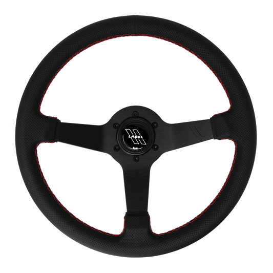 The Classic | Black Perforated Leather | Black Spoke | Red Stitch