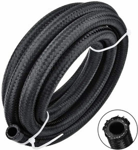 Black Fuel Hose Oil Gas Line Nylon/Stainless Steel Braided | AN4 -4AN Carrot Top Tuning