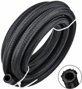 Black Fuel Hose Oil Gas Line Nylon/Stainless Steel Braided