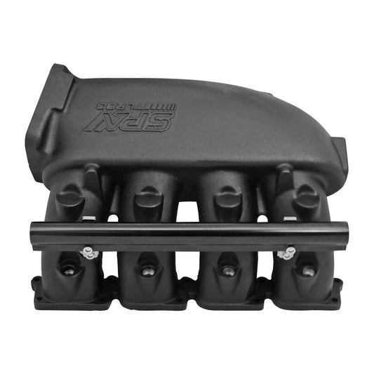 Cast Aluminum Intake Manifold for transverse VW/AUDI 1.8T with 4 injectors Fuel Rail Kit (left side OEM throttle) - Black