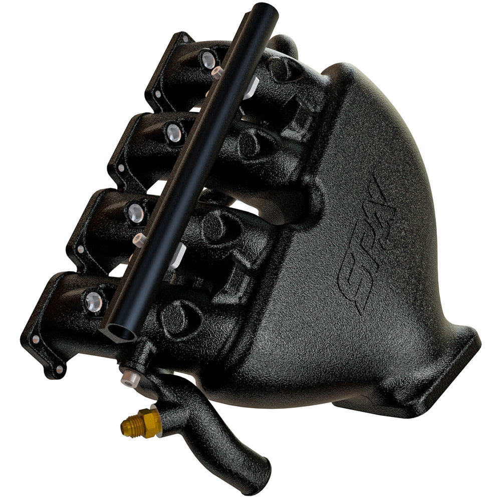 Cast Aluminum Intake Manifold for longitudinal VW/AUDI 1.8T with 4 injectors Fuel Rail Kit (OEM throttle) Black