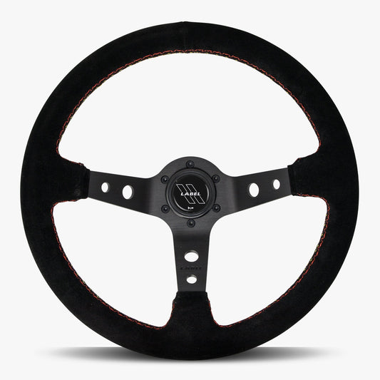 The Daytona | Black Alcantara Suede | Black Spoke | Euro Stitch