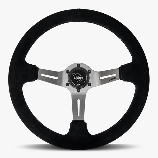 The Le Mans | Black Alcantara Suede | Graphite Spoke | Black Stitch