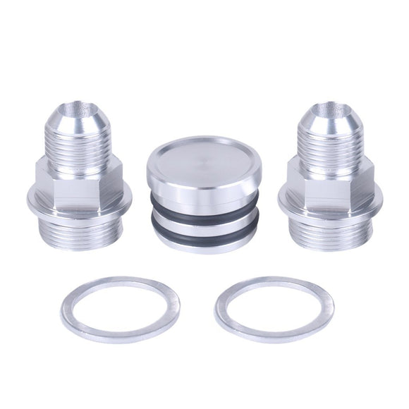 B-Series Block Plug Breather Adapter Fitting Kit M28 to 10AN B18 B16 (Silver) Carrot Top Tuning